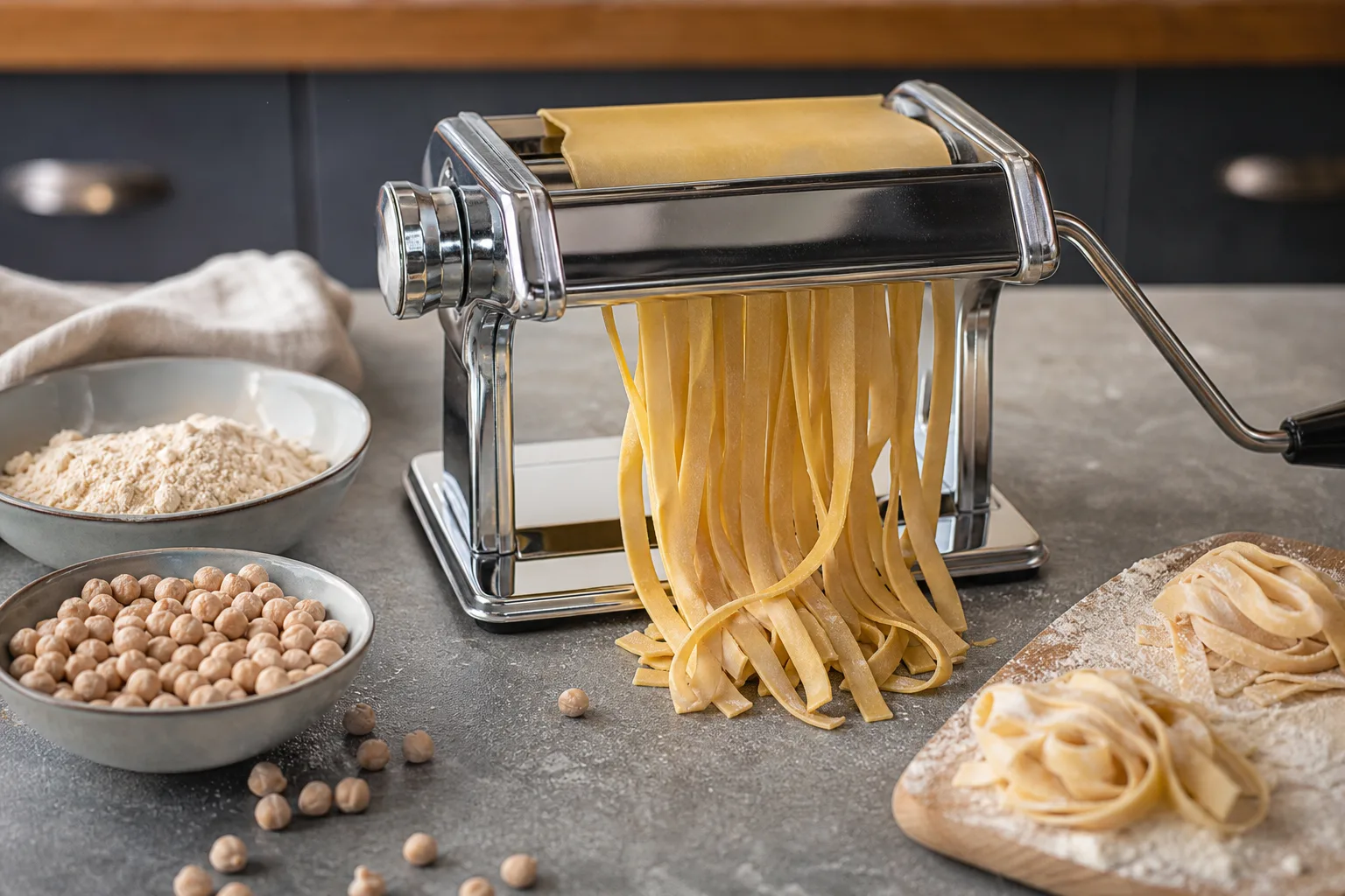 Kichererbsen-Pasta mit der Nudelmaschine: Proteinreiche Nudeln ohne Weizen